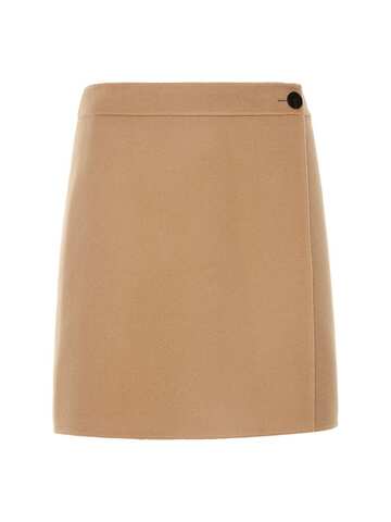 THEORY Wrap Wool Cashmere Mini Skirt in beige