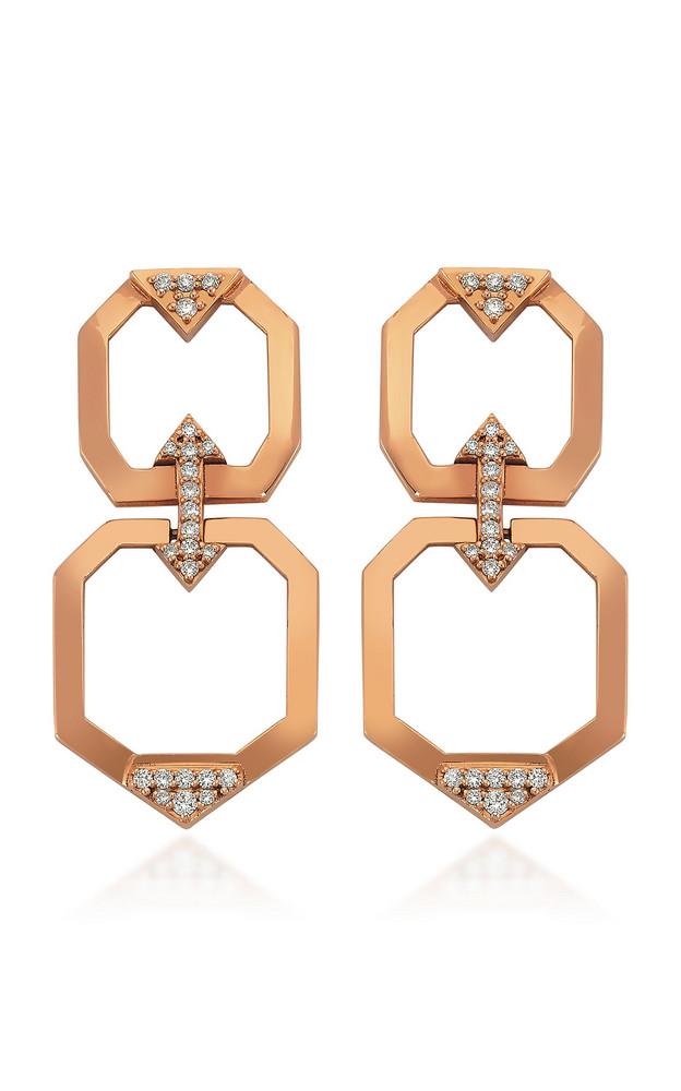 Melis Goral Luna Double 14K Rose Gold Diamond Earrings in pink
