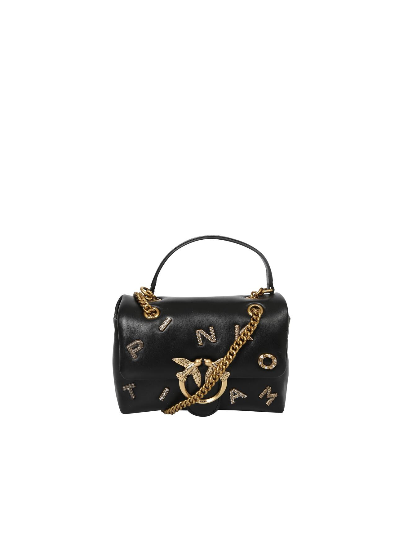 Pinko Love Mini Puff Logo Shoulder Bag in nero / gold