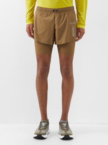 zegna - use the existing ripstop running shorts - mens - brown