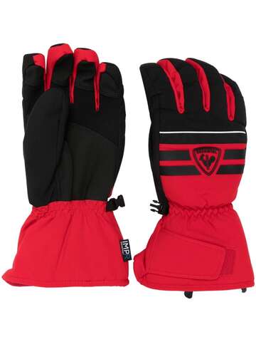 rossignol striped logo-patch gloves - red
