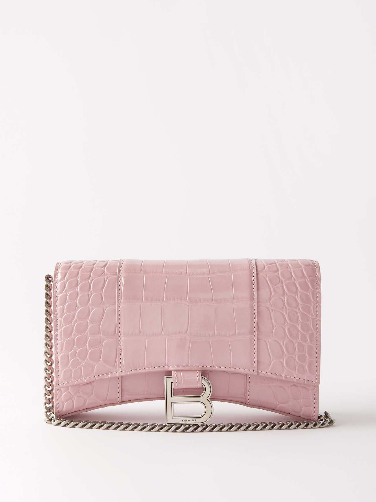 Balenciaga - Hourglass Crocodile-effect Leather Cross-body Bag - Womens - Light Pink