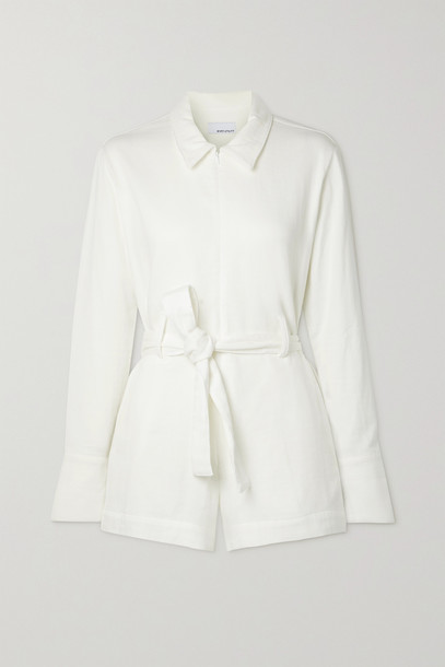 RIVET UTILITY - Trendsetter Belted Cotton-twill Playsuit - White