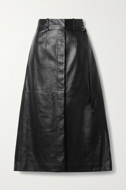 Proenza Schouler - Belted Leather Midi Skirt - Black