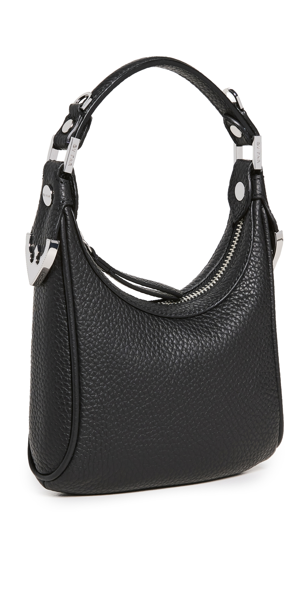 BY FAR Cosmo Black Flat Grain Leather Bag