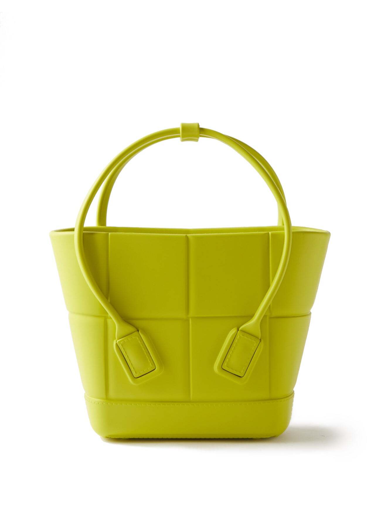 Bottega Veneta - Arco Small Intrecciato-effect Rubber Tote Bag - Womens - Yellow