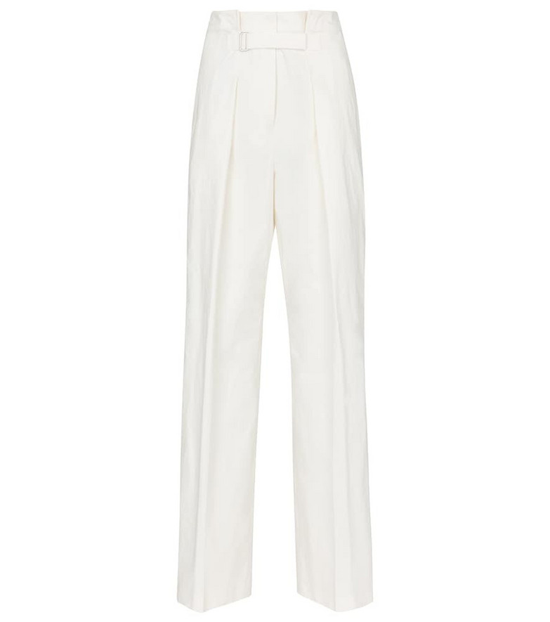 Jil Sander High-rise wide-leg cotton-blend pants in white