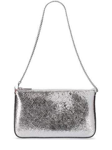 christian louboutin loubila specchio pouch top handle bag in silver