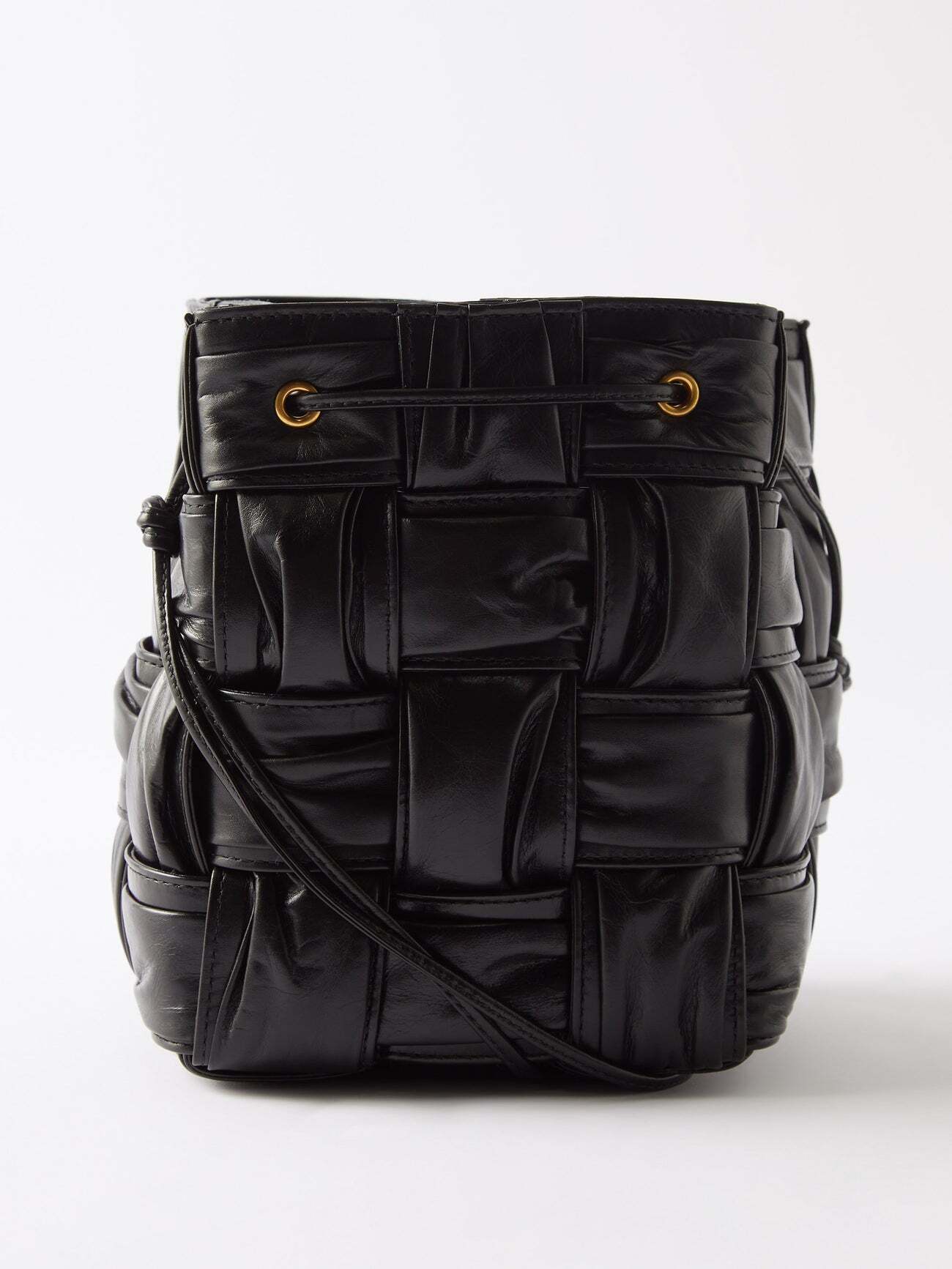 Bottega Veneta - Cassette Small Intrecciato-leather Bucket Bag - Womens - Black