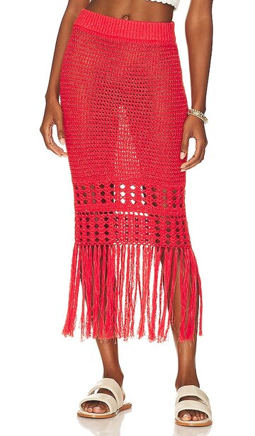 line & dot ziggy crochet skirt in red