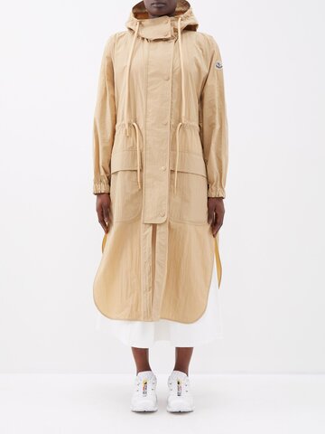 moncler - sologne crinkled-nylon hooded parka - womens - beige