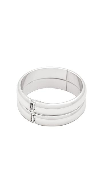 ettika simple stackable bangle bracelet set in metallic silver