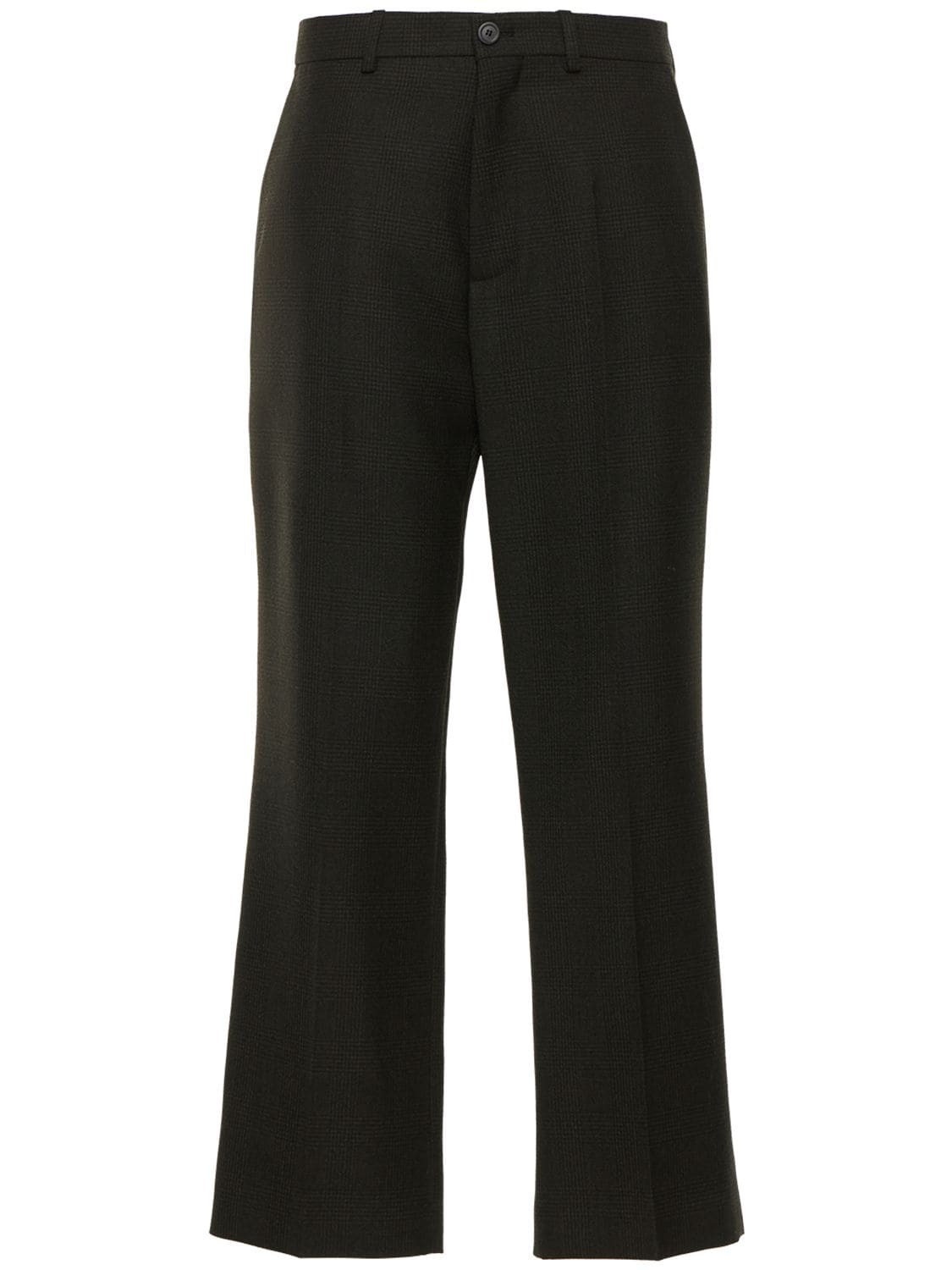 BALENCIAGA Wool Cropped Pants in black / khaki