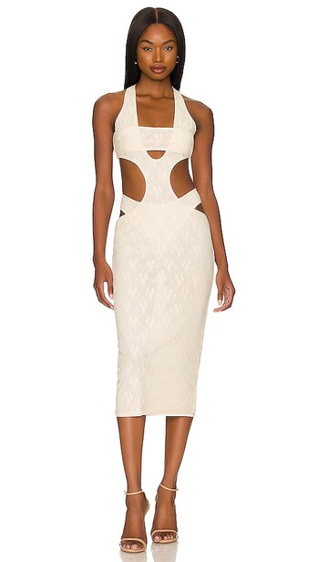 h:ours carina midi dress in ivory