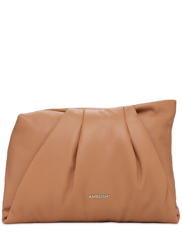 AMBUSH Maxi Wrap Leather Clutch in beige