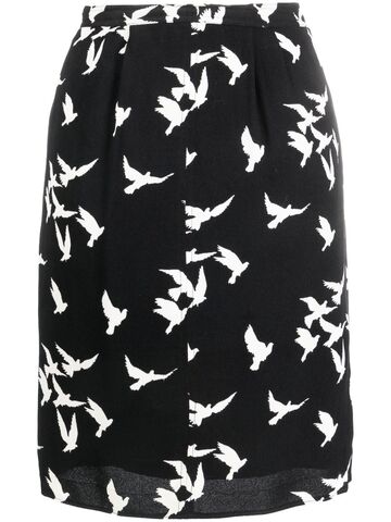 saint laurent pre-owned 1978 dove birds print skirt - black