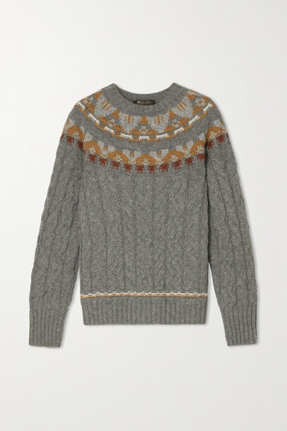 Loro Piana - Achillea Fair Isle Cable-knit Cashmere Sweater - Gray