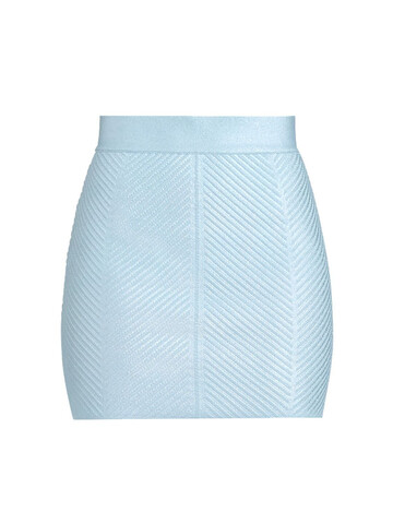 HERVÉ LÉGER Foil Ottoman Metallic Mini Skirt in blue