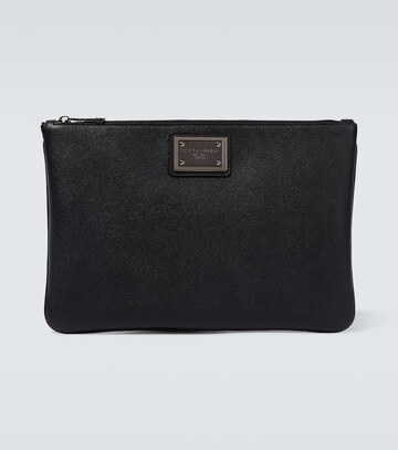 dolce&gabbana logo leather pouch in black