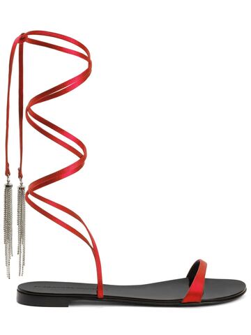 alexandre vauthier 10mm satin flat sandals in red