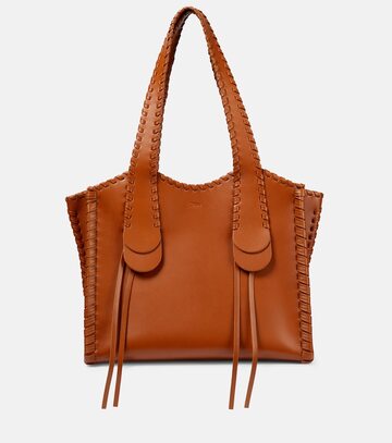 chloe chloé mony medium leather tote bag in brown