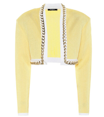 Balmain Exclusive to Mytheresa â Chain-link cropped knit jacket in yellow