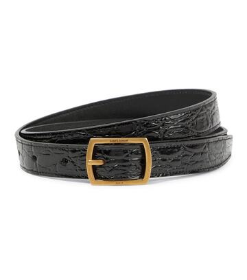 Saint Laurent Croc-effect leather belt in black