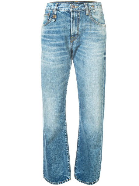 R13 high rise straight-leg jeans in blue