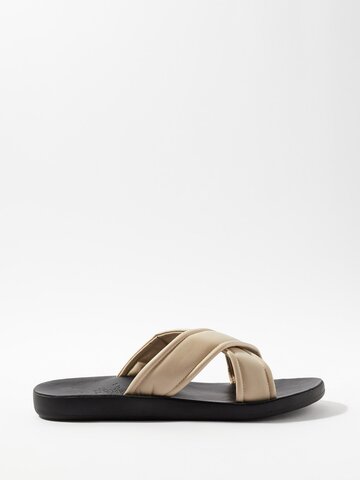 ancient greek sandals - paris crossover-strap leather sandals - mens - black cream
