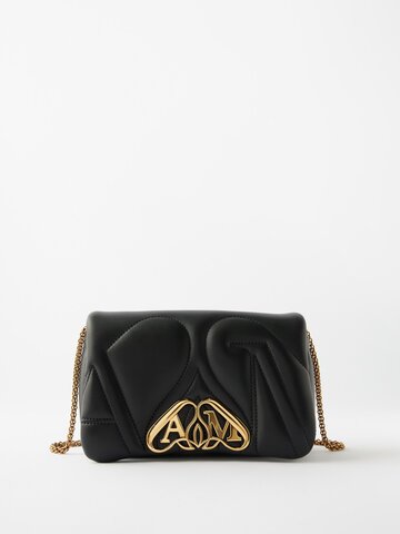 alexander mcqueen - the seal mini quilted-leather shoulder bag - womens - black