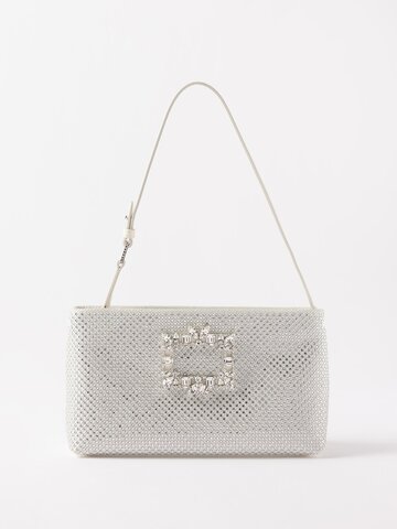 roger vivier - nightlilly mini crystal-embellished shoulder bag - womens - white silver