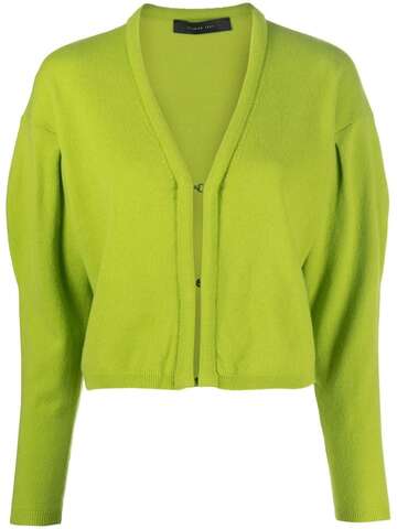 federica tosi fine-knit v-neck cardigan - green