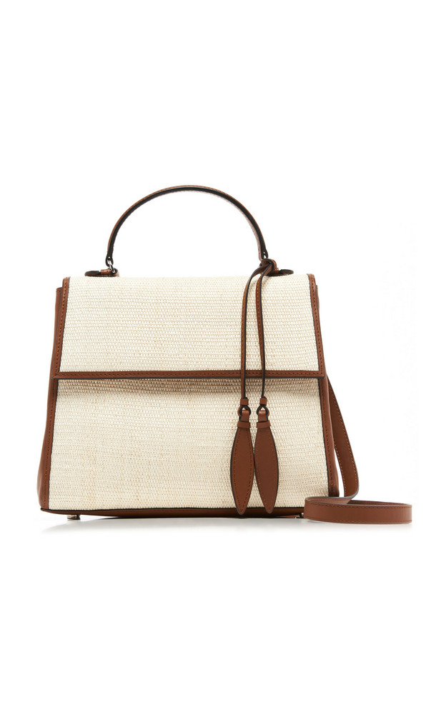 Hunting Season Viola Leather-Trimmed Canvas Bag in neutral