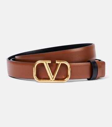 valentino garavani vlogo leather belt in brown