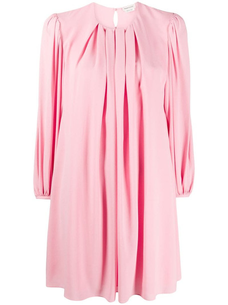 Alexander McQueen pleated shift dress in pink