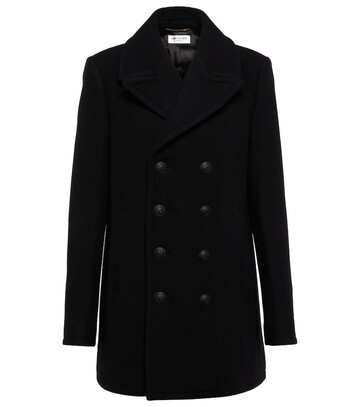 Saint Laurent Double-breasted virgin wool coat in black