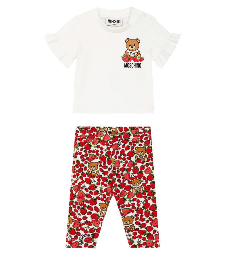 Moschino Kids Baby set of cotton-blend T-shirt and leggings in white