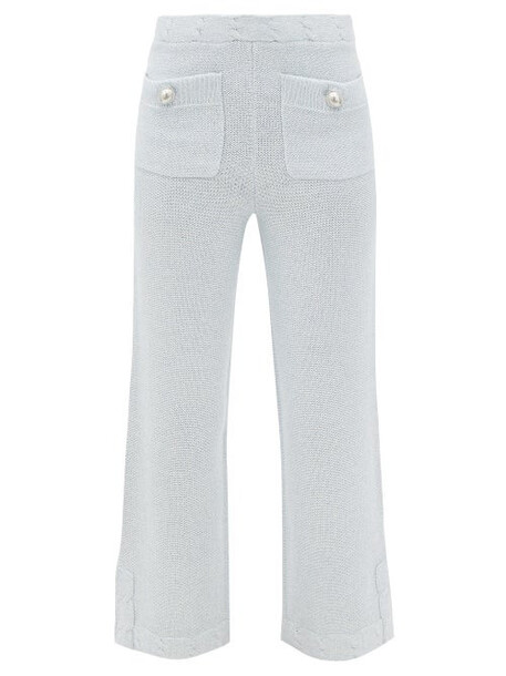 Joostricot - Cabled Flared-leg Trousers - Womens - Light Blue