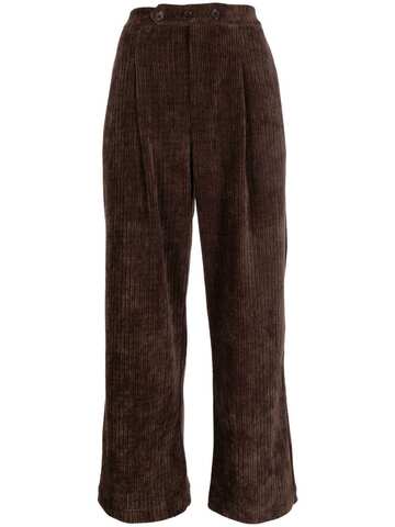 b+ab b+ab pleated-detail corduroy cropped trousers - Brown