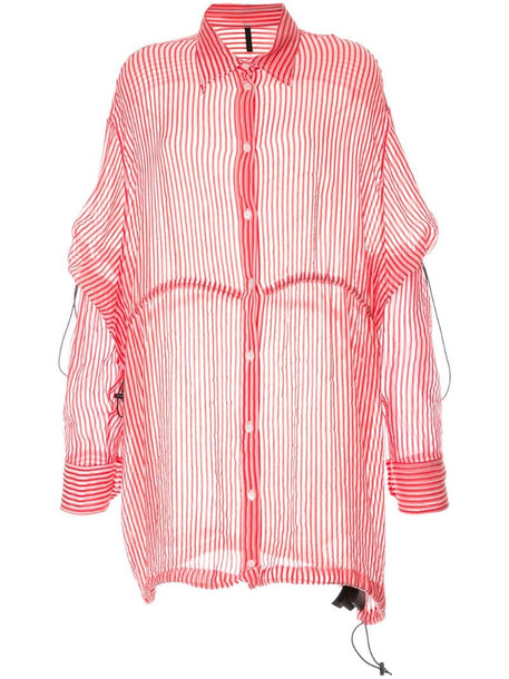 UNRAVEL PROJECT stripe drawstring over shirt in pink