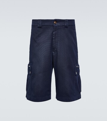 brunello cucinelli cotton gabardine cargo shorts in blue