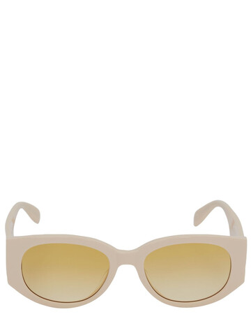 ALEXANDER MCQUEEN Round Acetate Sunglasses in white / yellow