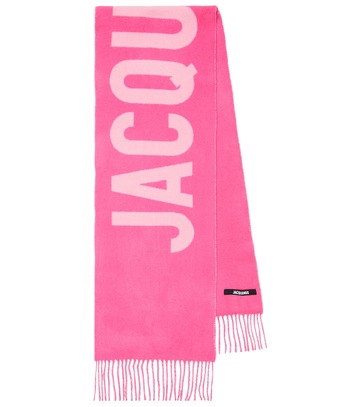 Jacquemus Logo jacquard virgin wool scarf in pink