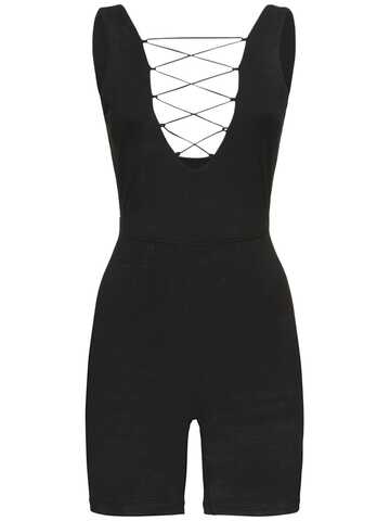 WEWOREWHAT Lace-up Romper in black
