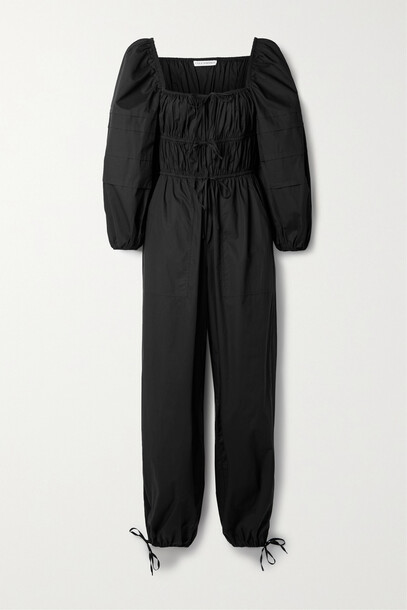 Ulla Johnson - Amalie Bow-detailed Gathered Cotton-poplin Jumpsuit - Black
