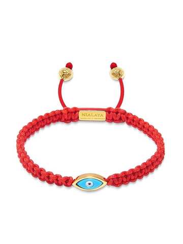 nialaya jewelry evil eye-charm braided bracelet - red