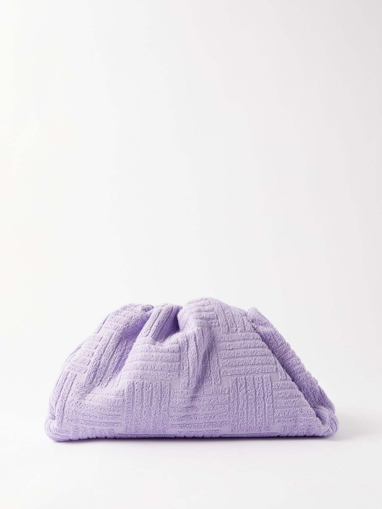 Bottega Veneta - Pouch Mini Intrecciato-jacquard Terry Clutch Bag - Womens - Light Purple