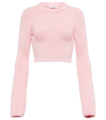 Alaïa Ribbed-knit sweater in pink