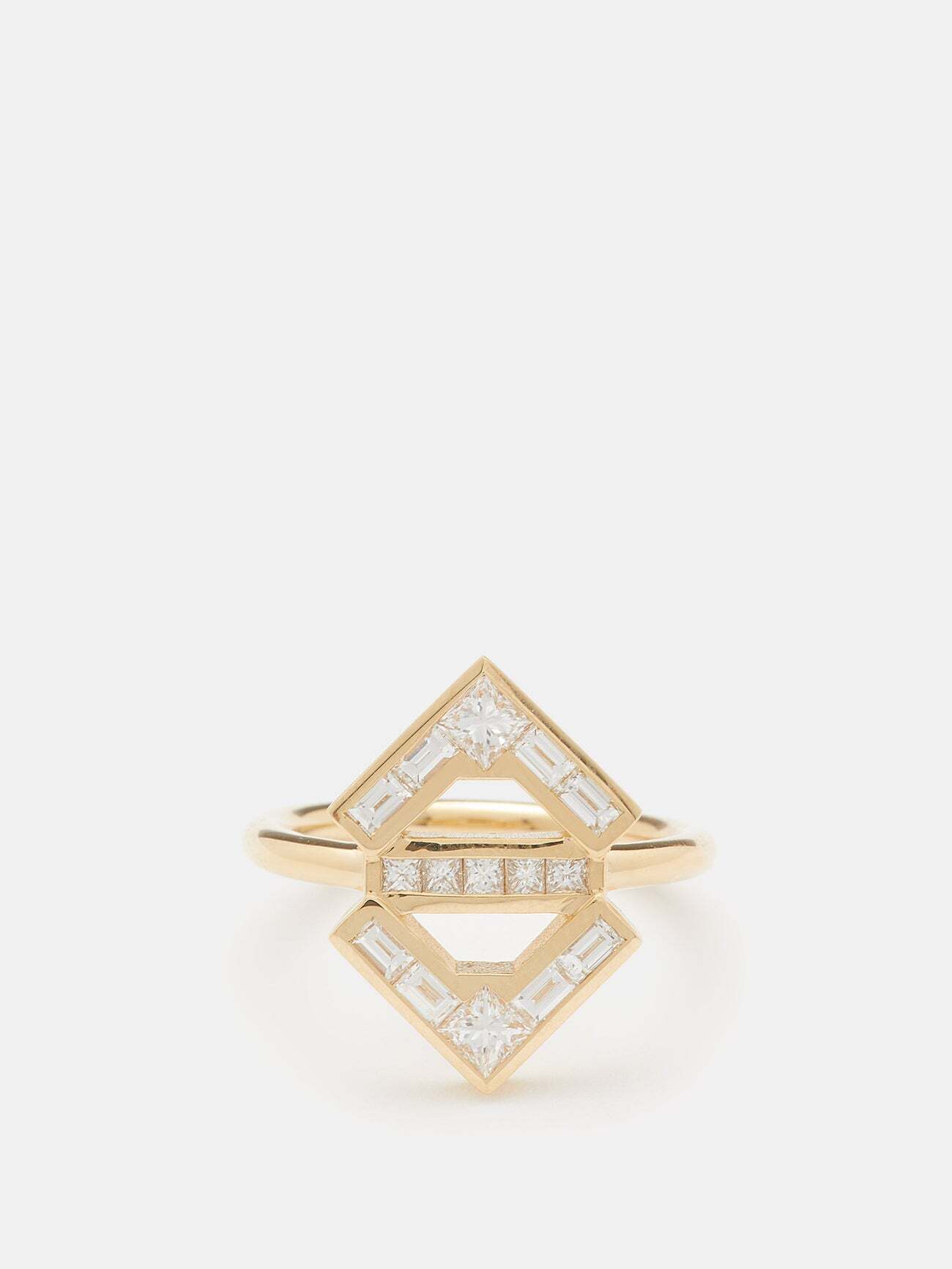 Azlee - Glow Diamond & 18kt Gold Ring - Womens - Gold Multi