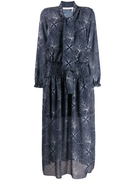 See by Chloé patterned tie neck shirt dress in blue